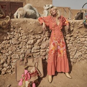 NWT Spell Yellow Rose Gown in Desert Rose